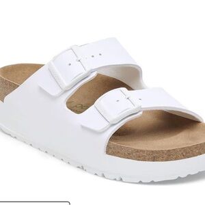 Papillio Arizona by Birkenstock White Slide Sandals with Cork Sole